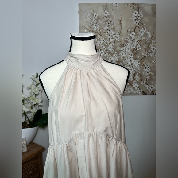 ANTHROPOLOGIE MAEVE SLEEVELESS TIERED HALTER MIDI DRESS COLOR OYSTER SIZE 8P NWT - Picture 13 of 16